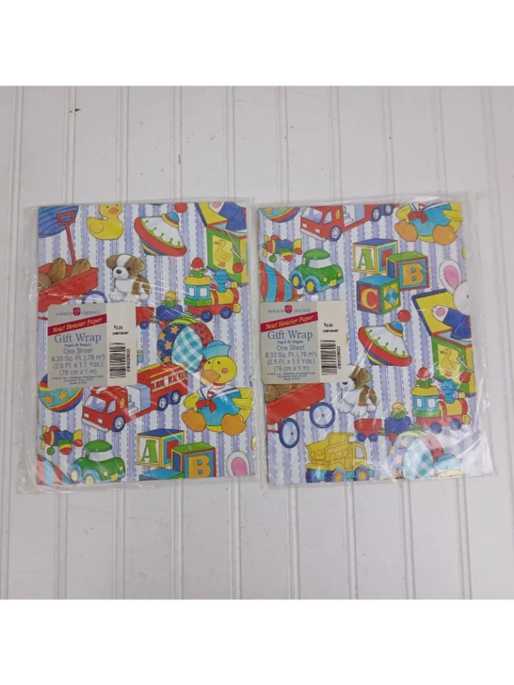 American Greetings Retro Toy Gift Wrap Wrapping Paper 2 Packs  #GW1364P USA Vntg